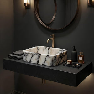 Arabescato Hand-Carved Marble Sink, Vessel & Wall-Mount