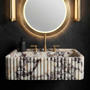 Calacatta Viola Hand-Carved Marble Sink