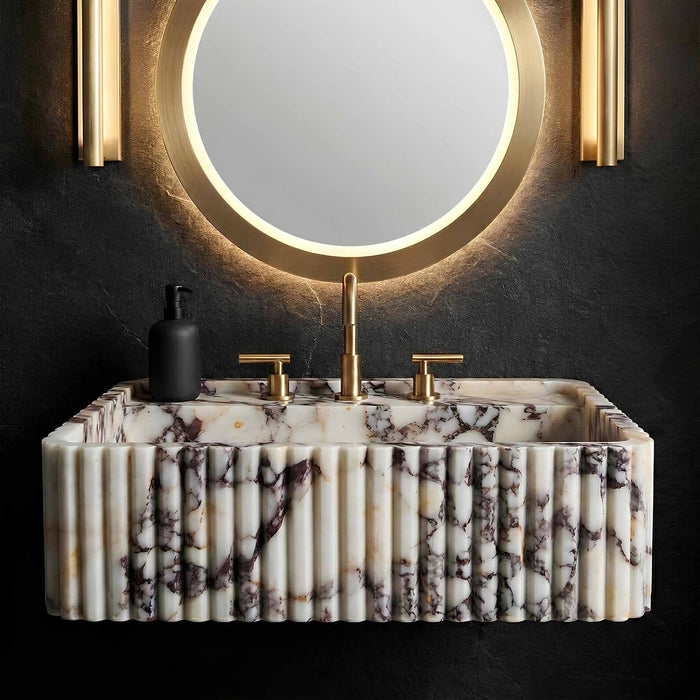 Hand-carved natural marble sink