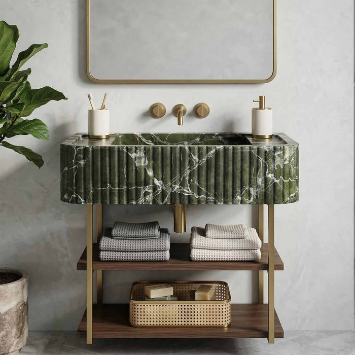 Hand-carved natural marble sink