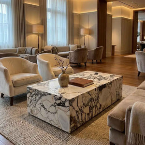Calacatta Viola Marble Coffee Table – Sculptural Stone Furniture