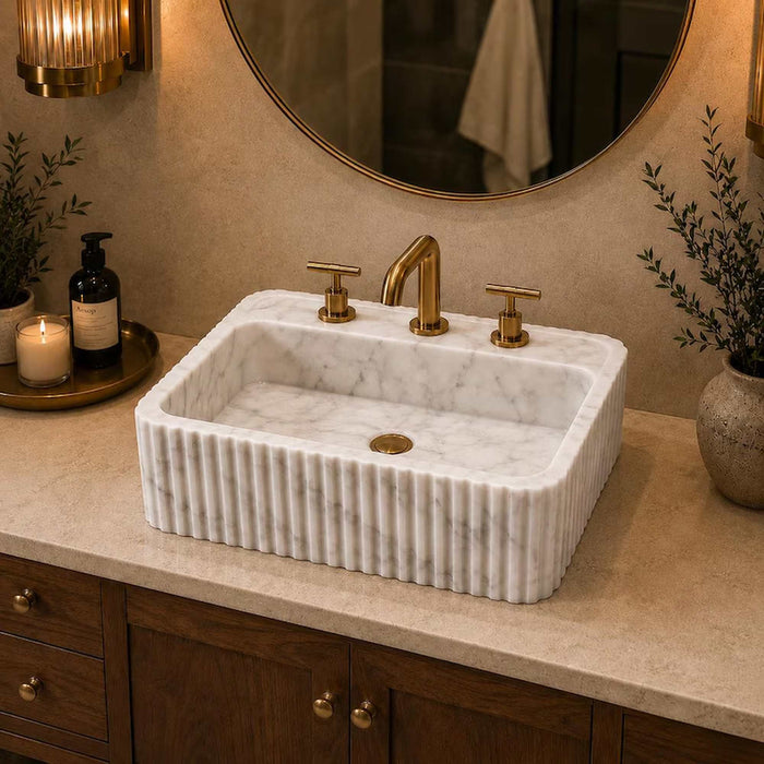 Hand-carved natural marble sink