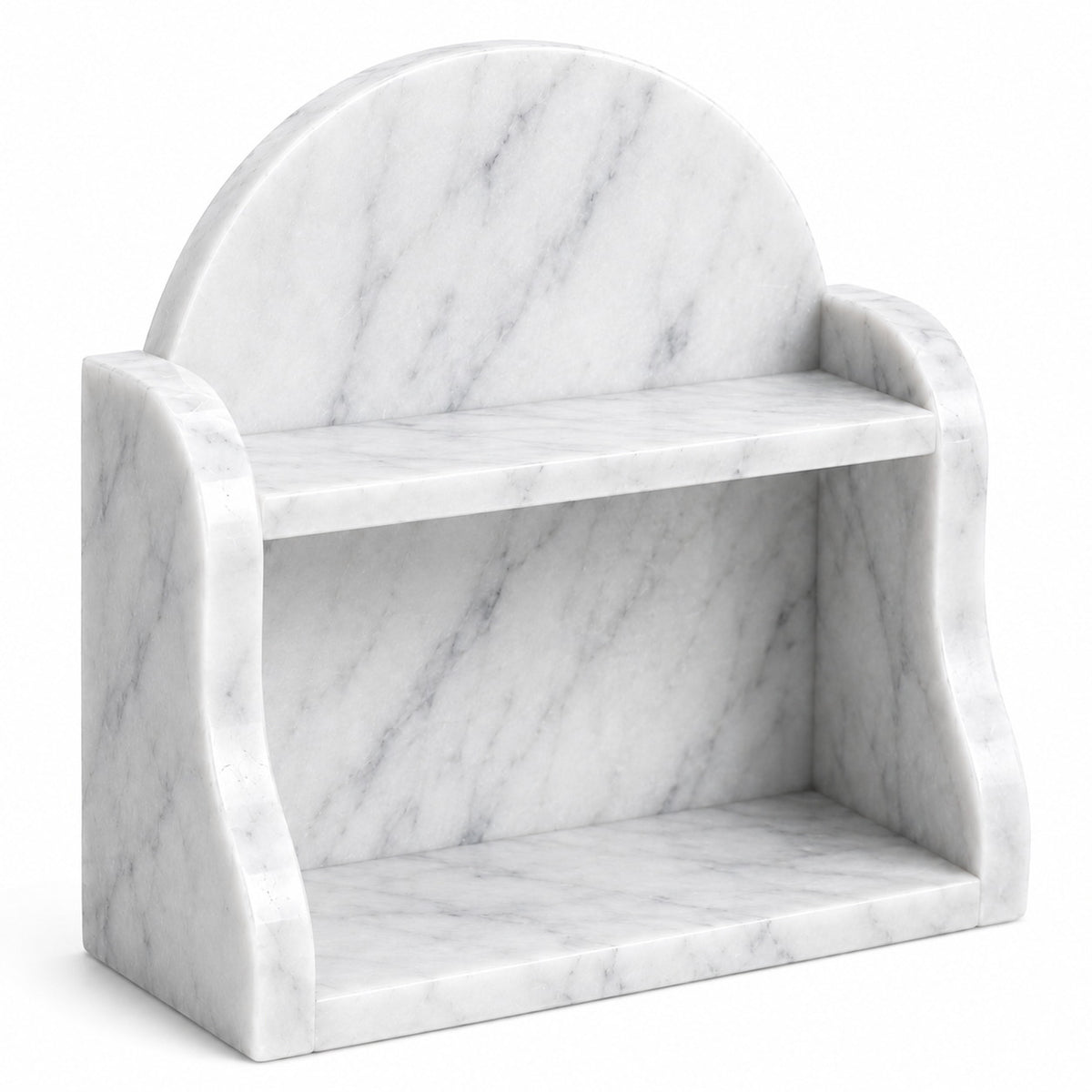 Carrara white marble organizer luxury bathroom vanity storage shelf