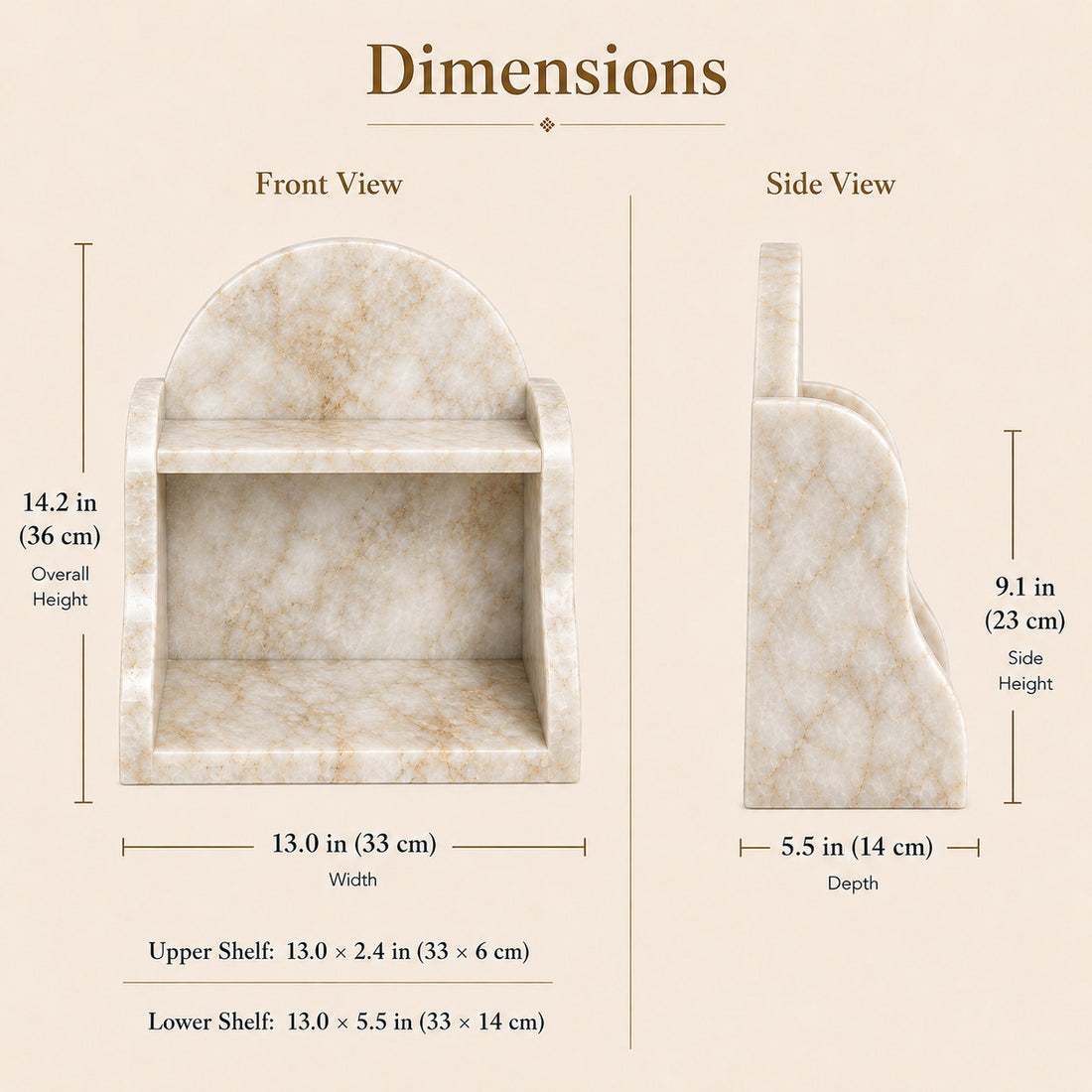 Calacatta Gold organizer dimensions