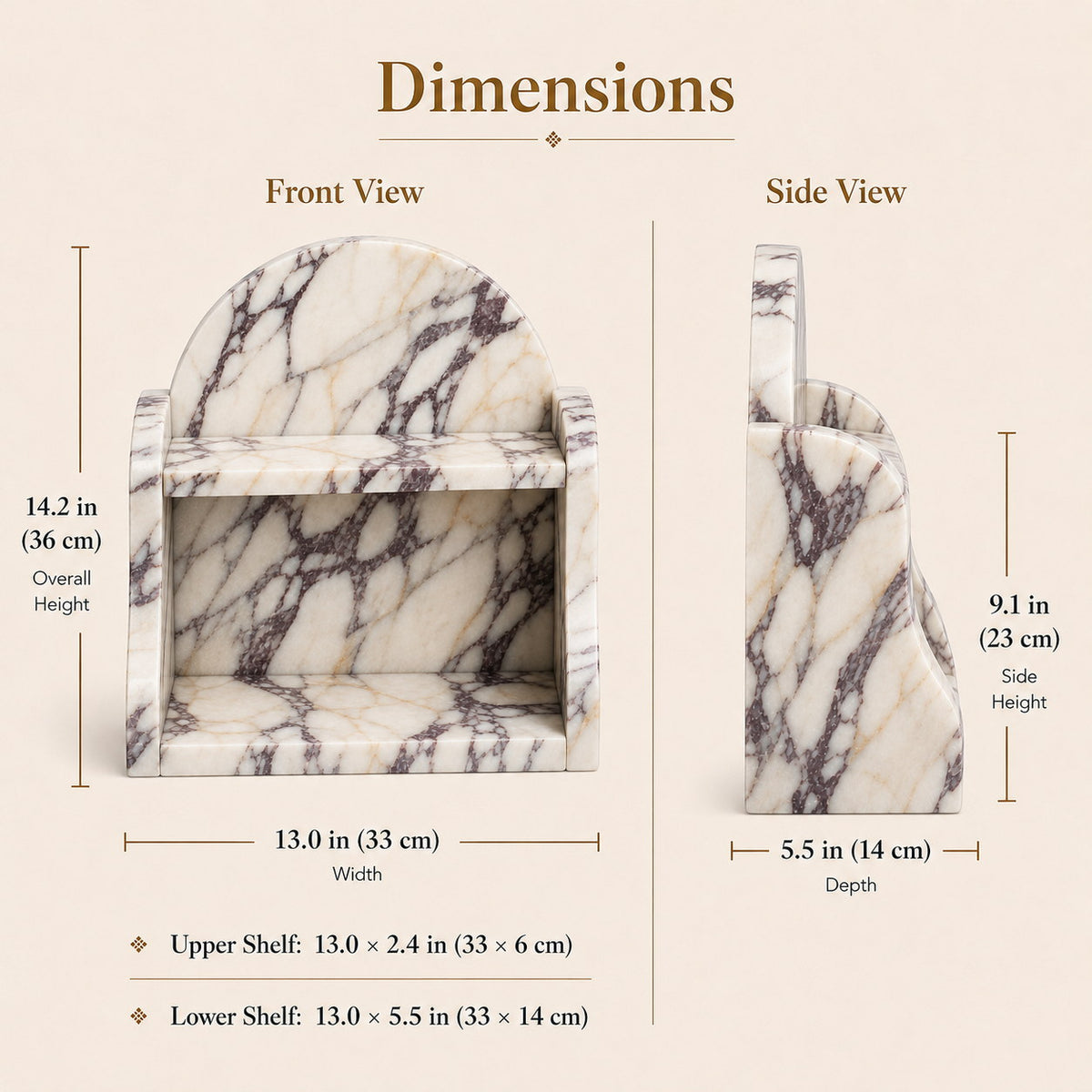 Luxury Calacatta Viola Marble Organizer