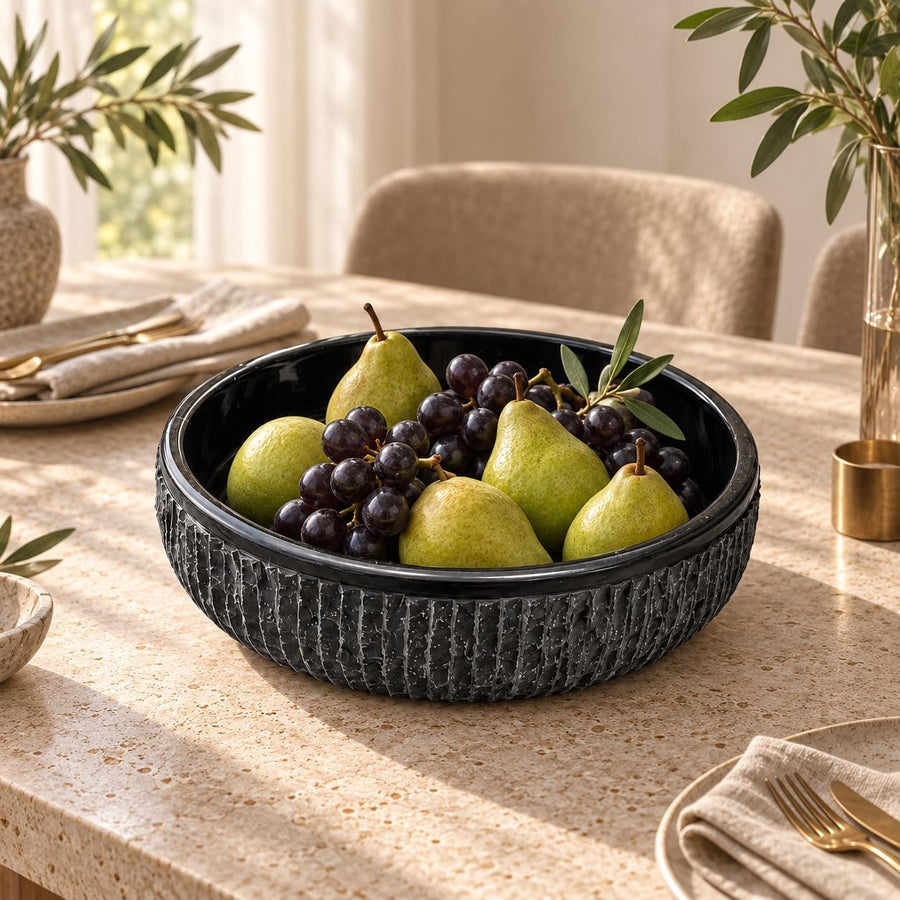 Black marble bowl tray serving decor