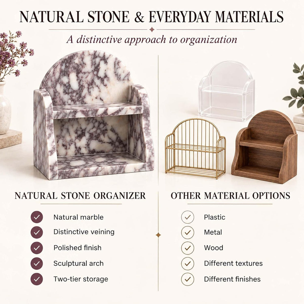 Luxury Calacatta Viola Marble Organizer