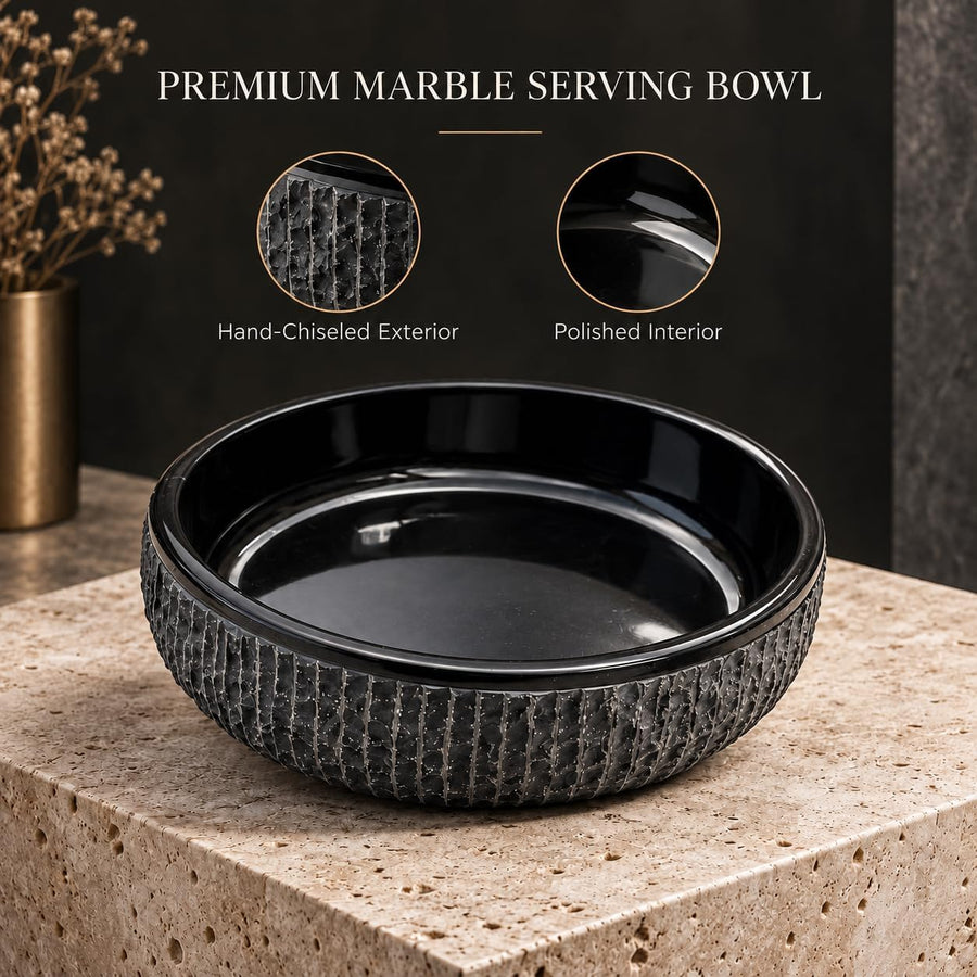 Black marble bowl tray serving decor