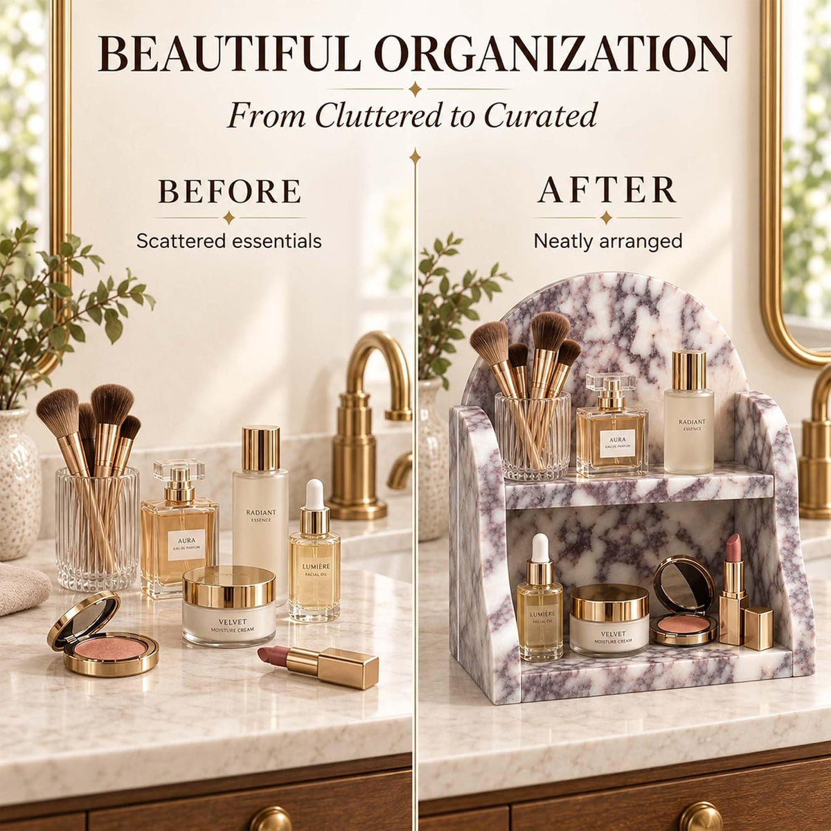 Luxury Calacatta Viola Marble Organizer