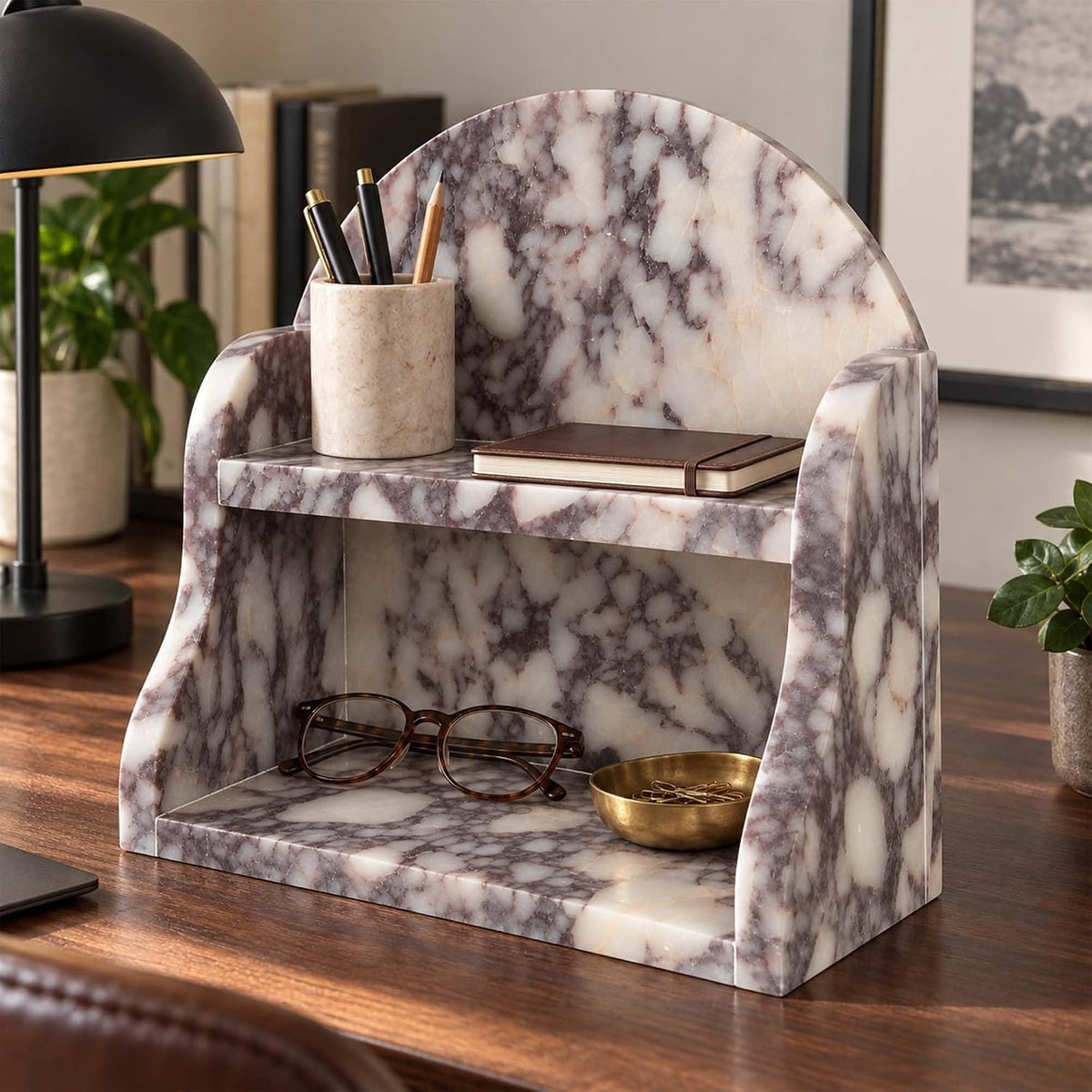 Luxury Calacatta Viola Marble Organizer