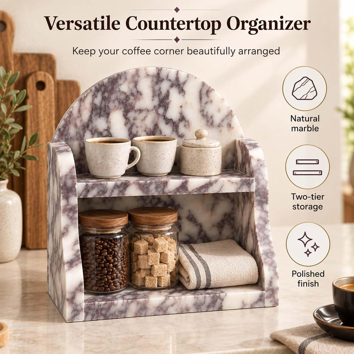 Luxury Calacatta Viola Marble Organizer