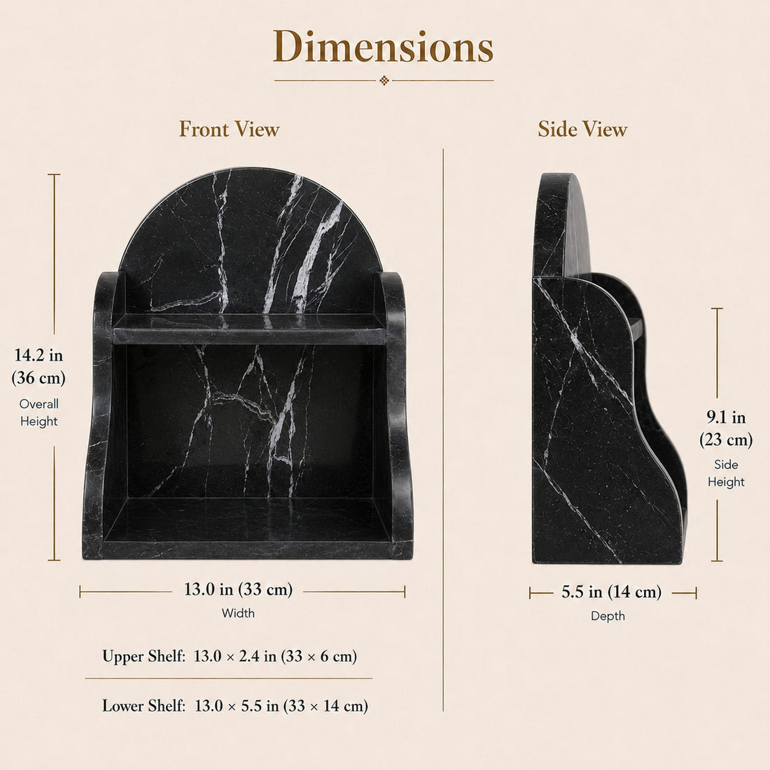 Nero Marquina organizer dimensions
