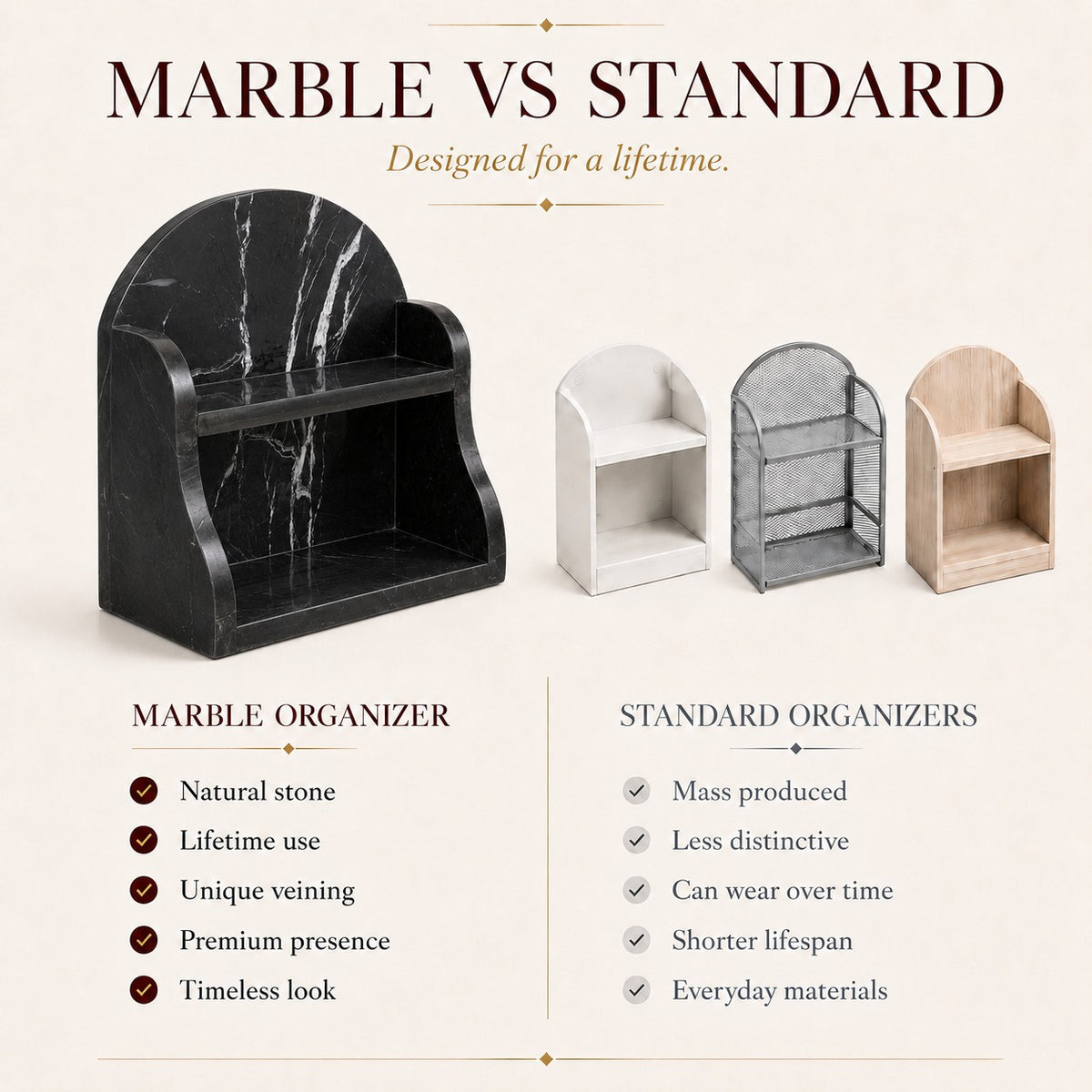 Luxury Black Marble Organizer