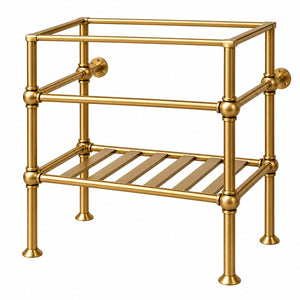 Custom Brass Vanity Sink Stand with Towel Bar, Dual Wall Support Console Base