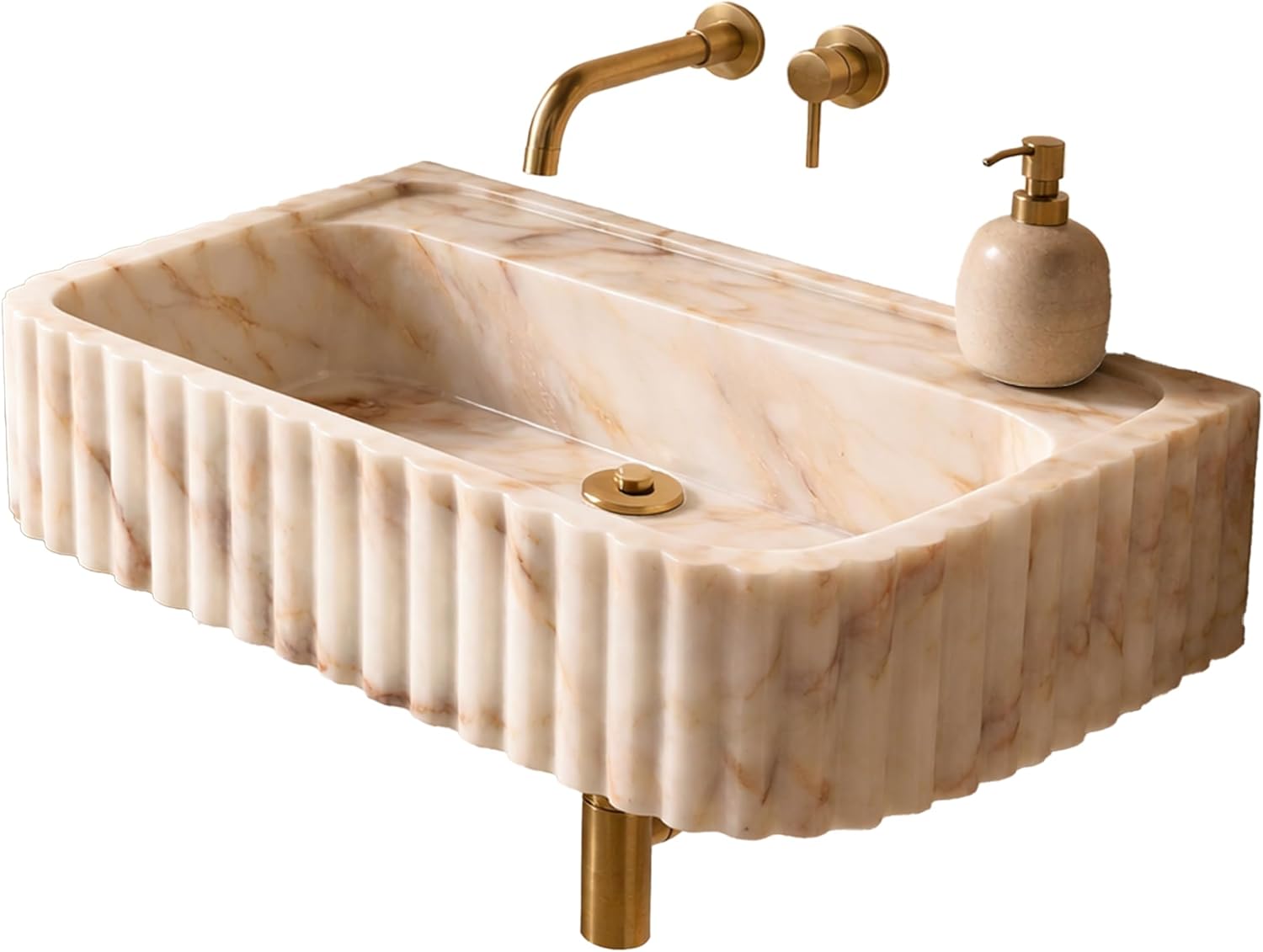calacatta gold vanity top marble sink hand carved