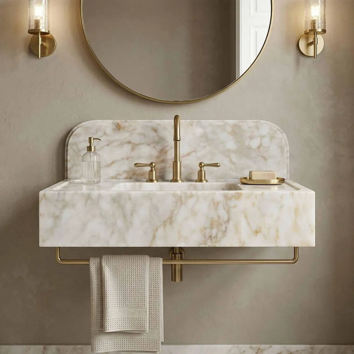 Custom made to order natural marble sink