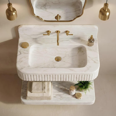 Carrara White Fluted Marble Sink for Bathroom & Kitchen