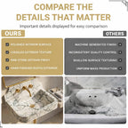 Comparison chart of a polished stone sink with text highlighting features and quality differences.