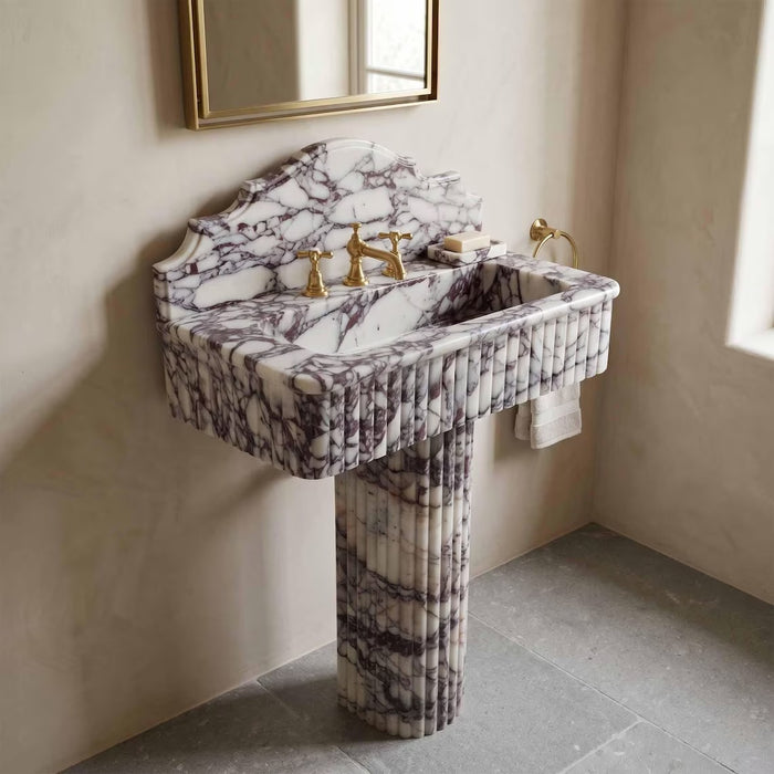Hand-carved natural marble sink