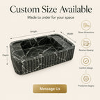 Custom marble sink dimension diagram — made to order length, width, depth