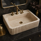 hand carved custom travertine sink