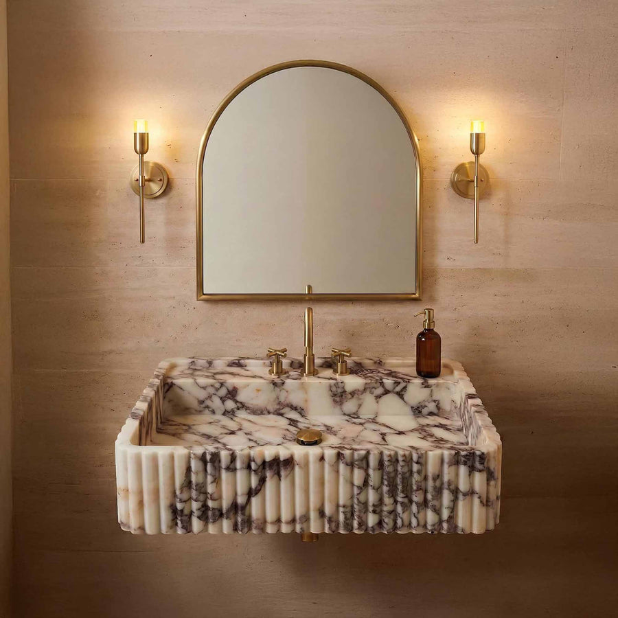 Calacatta Viola Hand-Carved Marble Sink