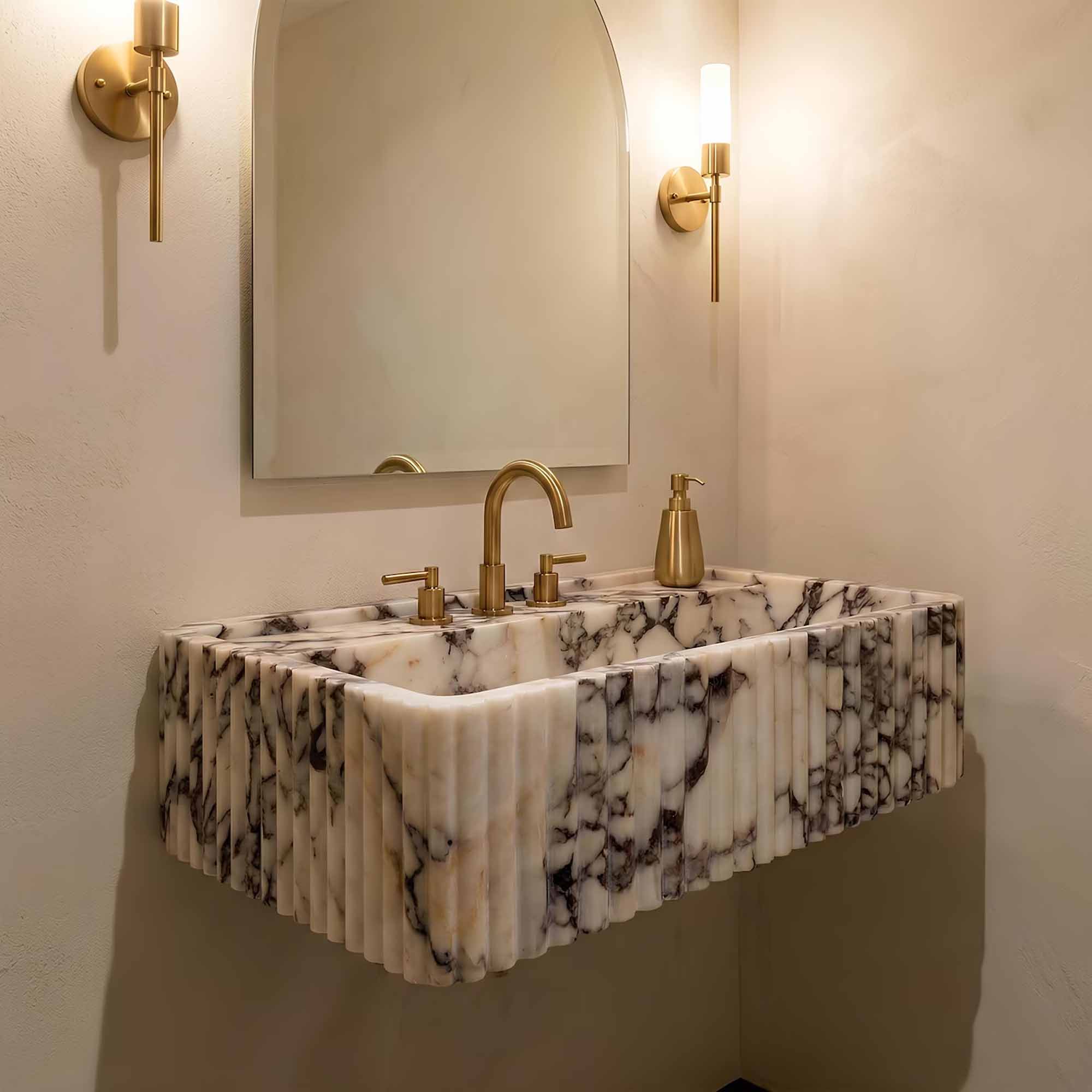 Calacatta Viola Hand-Carved Marble Sink