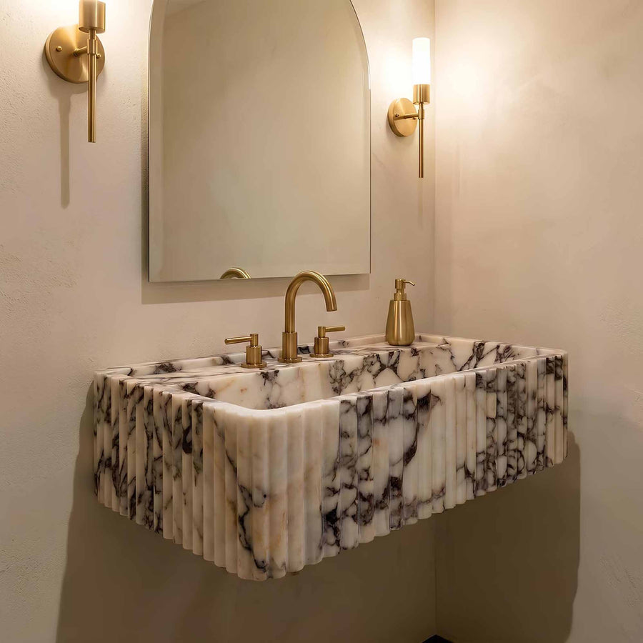 Calacatta Viola Hand-Carved Marble Sink