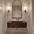 Rosso Levanto Hand-Carved Marble Vessel Sink