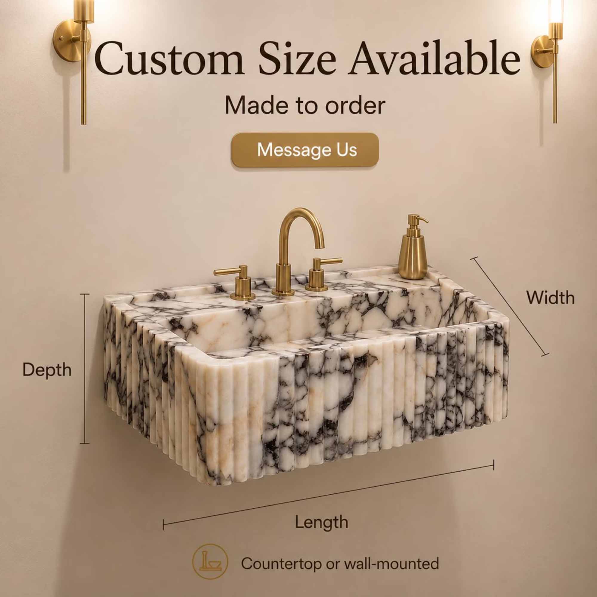 Calacatta Viola Hand-Carved Marble Sink