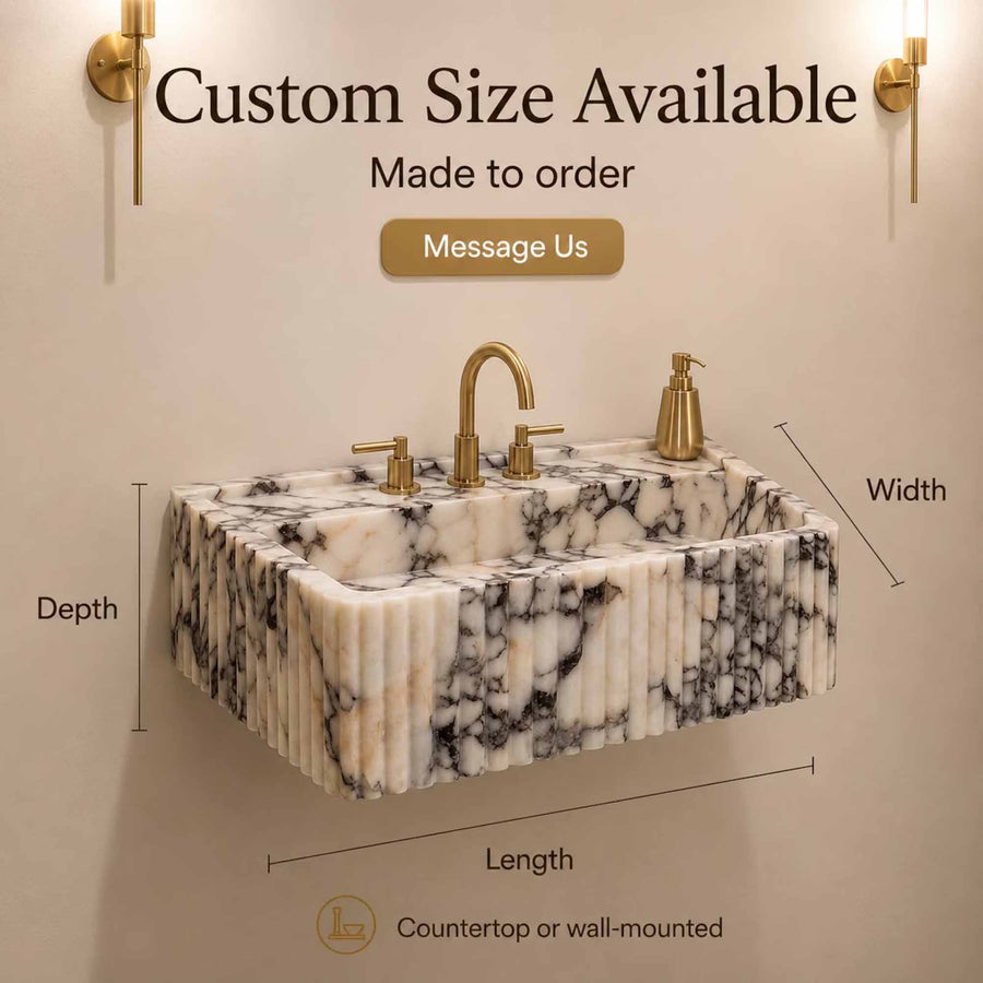 Calacatta Viola Hand-Carved Marble Sink