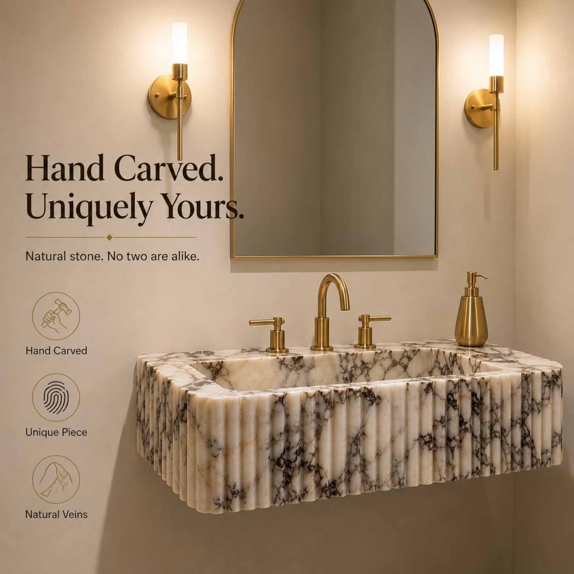 Calacatta Viola Hand-Carved Marble Sink
