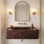 Rosso Levanto Hand-Carved Marble Vessel Sink
