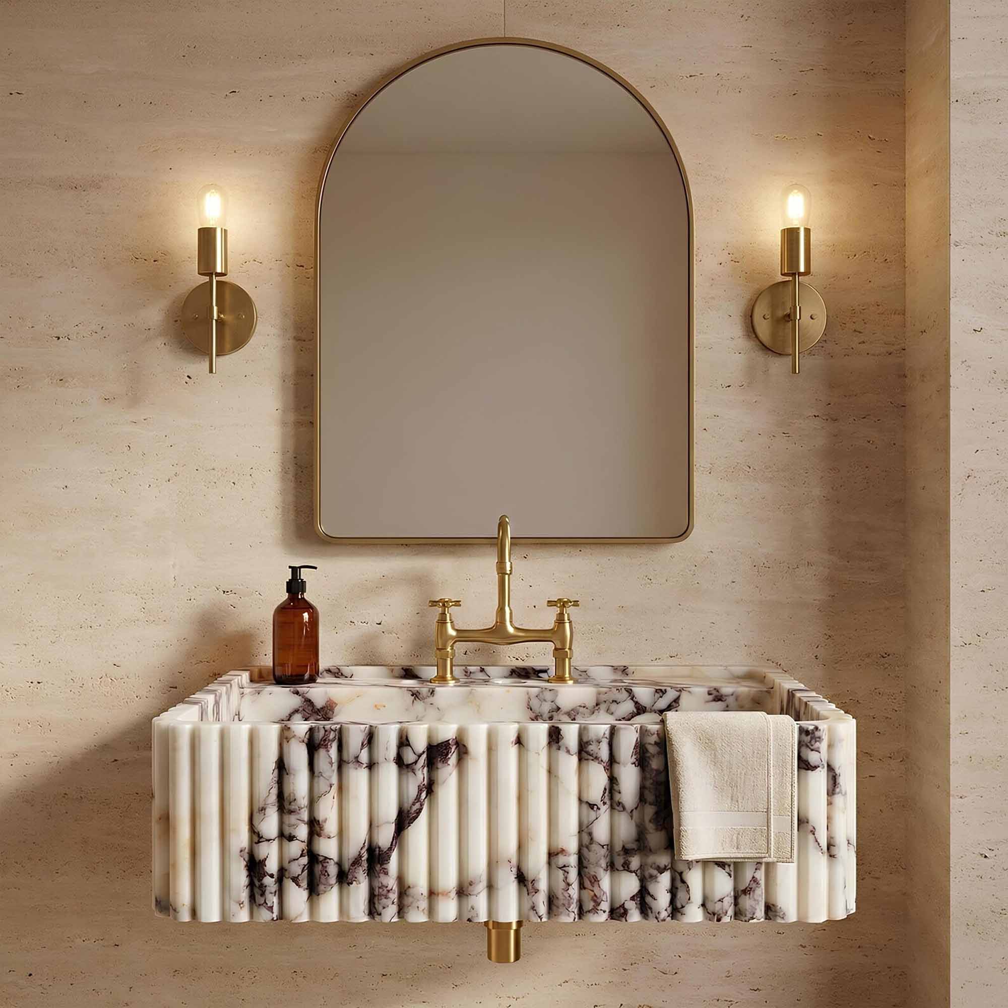 Calacatta Viola Hand-Carved Marble Sink
