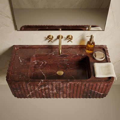 Rosso Levanto Hand-Carved Marble Vessel Sink