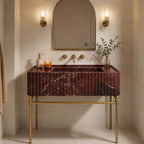 Rosso Levanto Hand-Carved Marble Vessel Sink