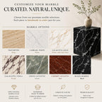 Marble options with samples and text about customization and quality.