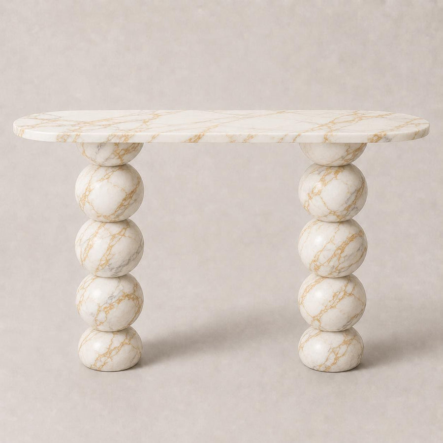 Calacatta Gold Marble Console Table – natural stone close-up