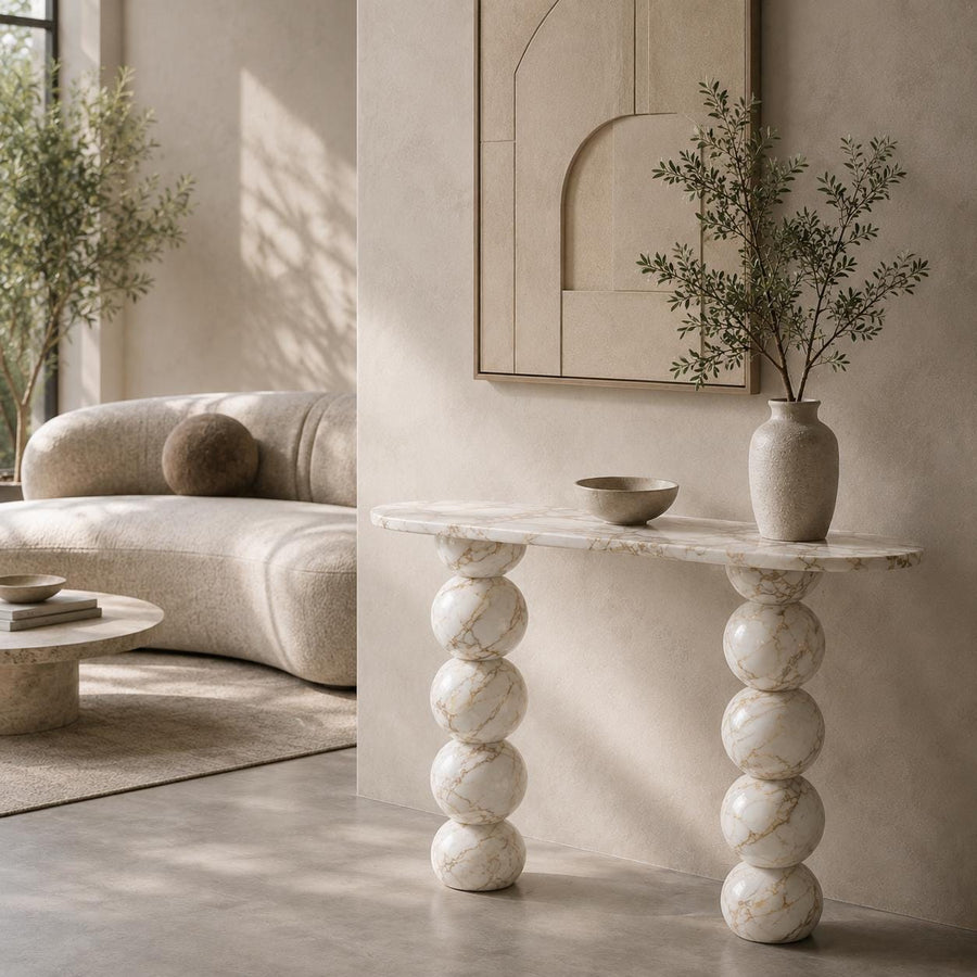 Calacatta Gold Marble Console Table – finish detail