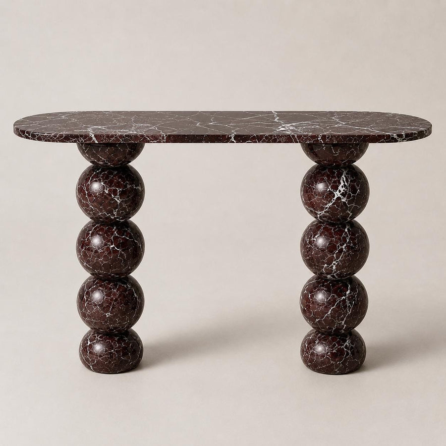 Rosso Levanto Marble Console Table – natural stone close-up