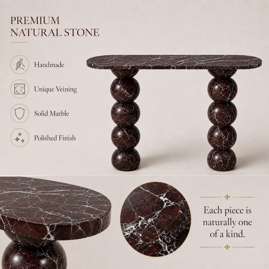 Rosso Levanto Marble Console Table – stone veining detail