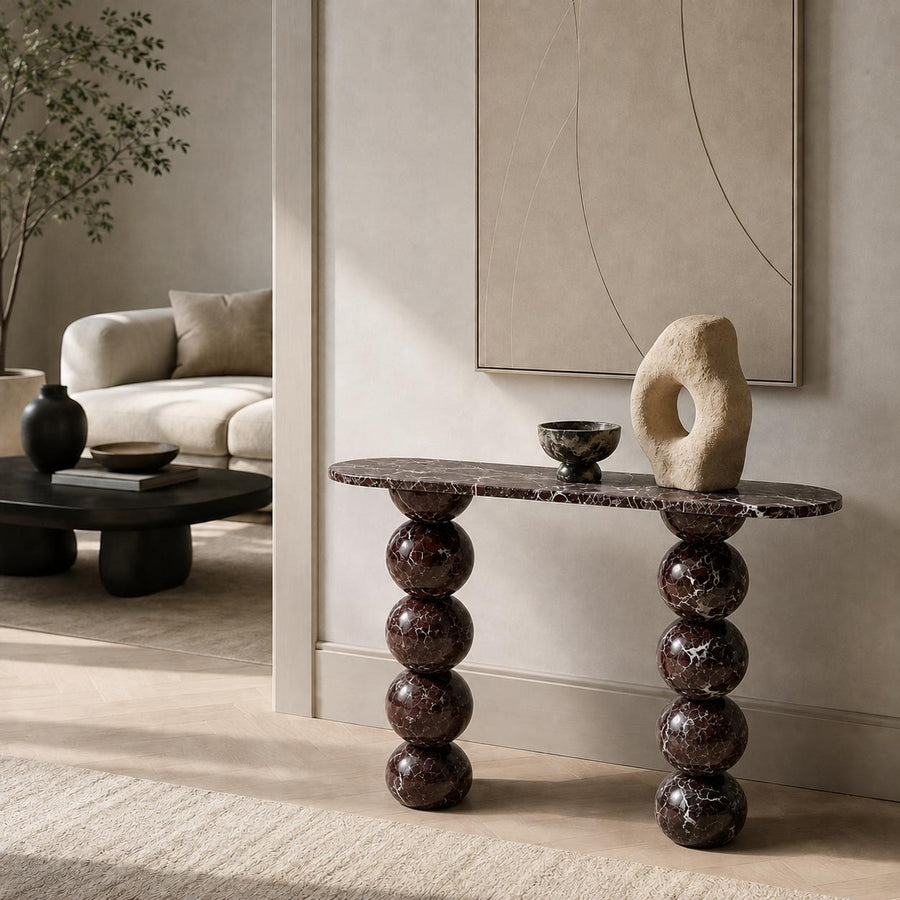 Rosso Levanto Marble Console Table – finish detail