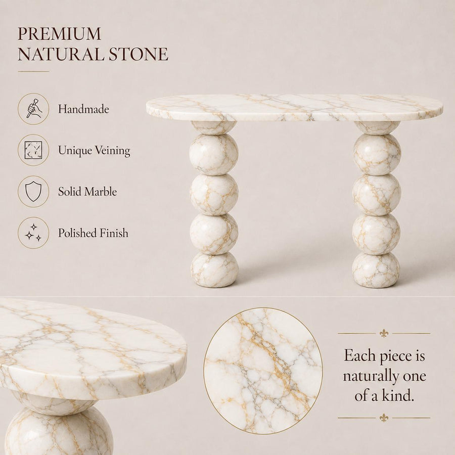 Calacatta Gold Marble Console Table – stone veining detail