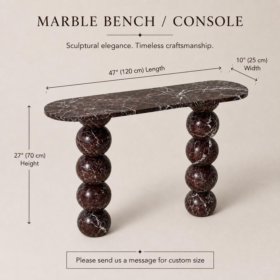 Rosso Levanto Marble Console Table – another angle