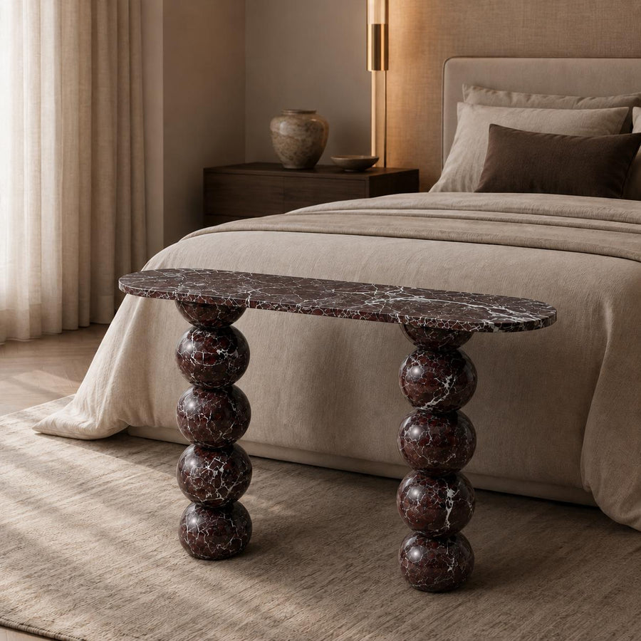 Rosso Levanto Marble Console Table – detail view