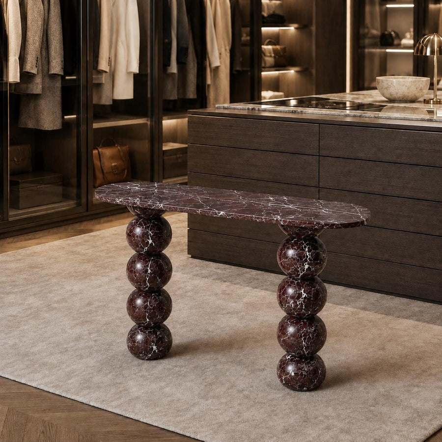 Rosso Levanto Marble Console Table – dimensions view