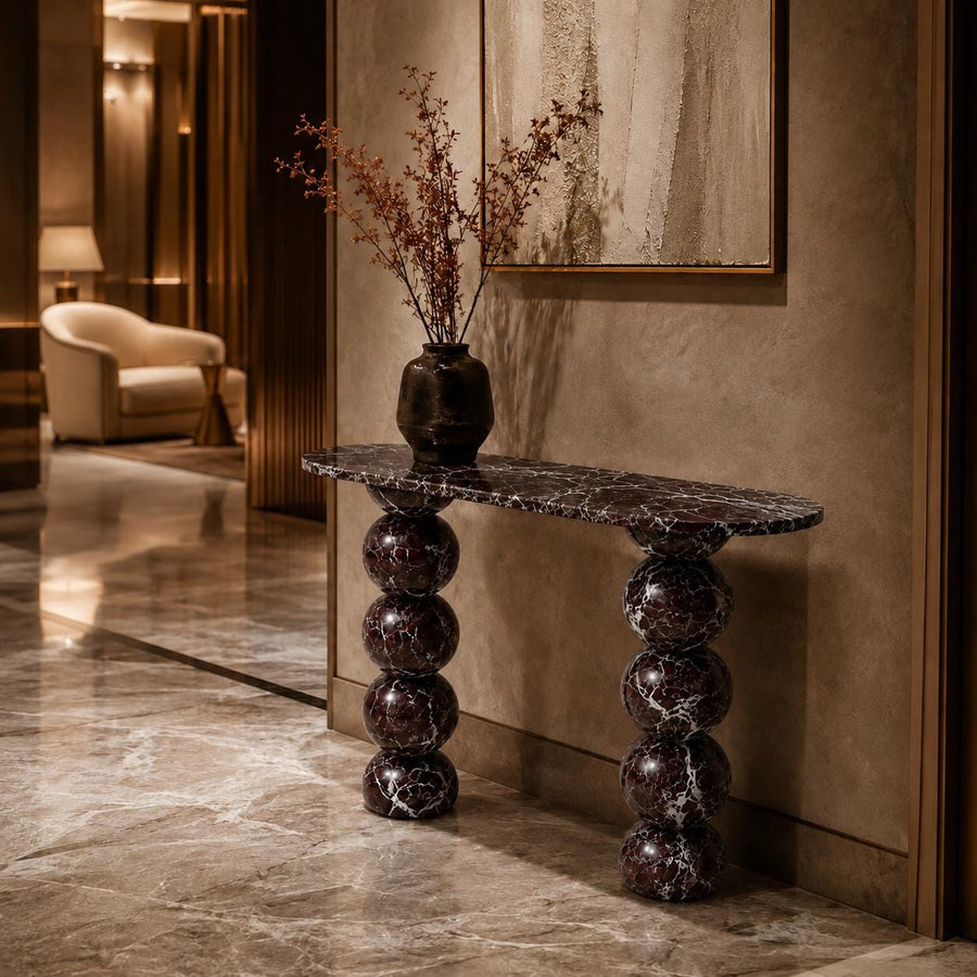 Rosso Levanto Marble Console Table – alternate view
