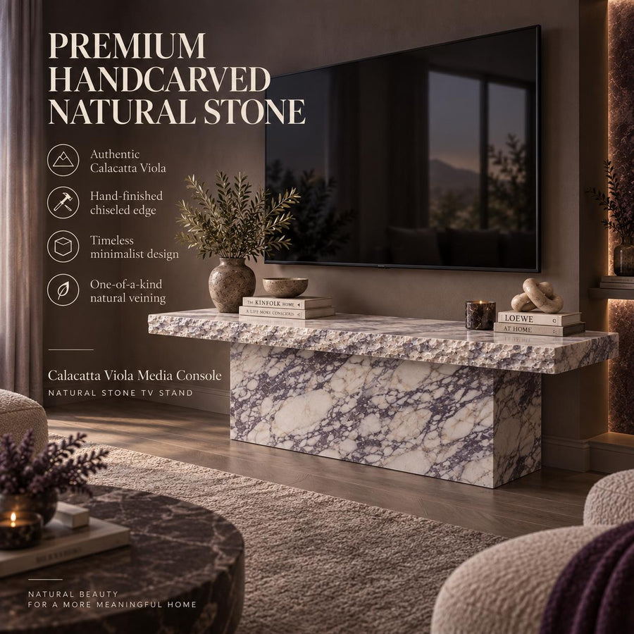 Calacatta Viola Marble Media Console – natural stone close-up