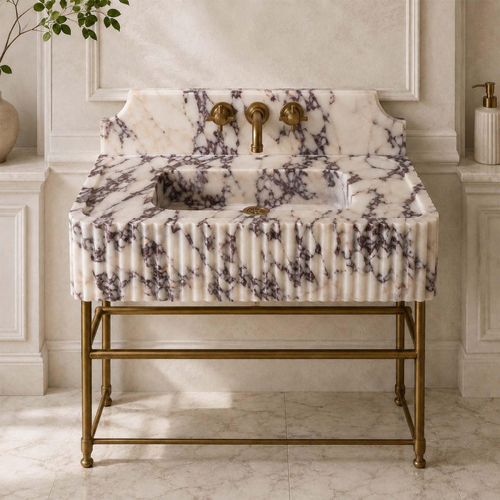 Hand-carved natural marble sink