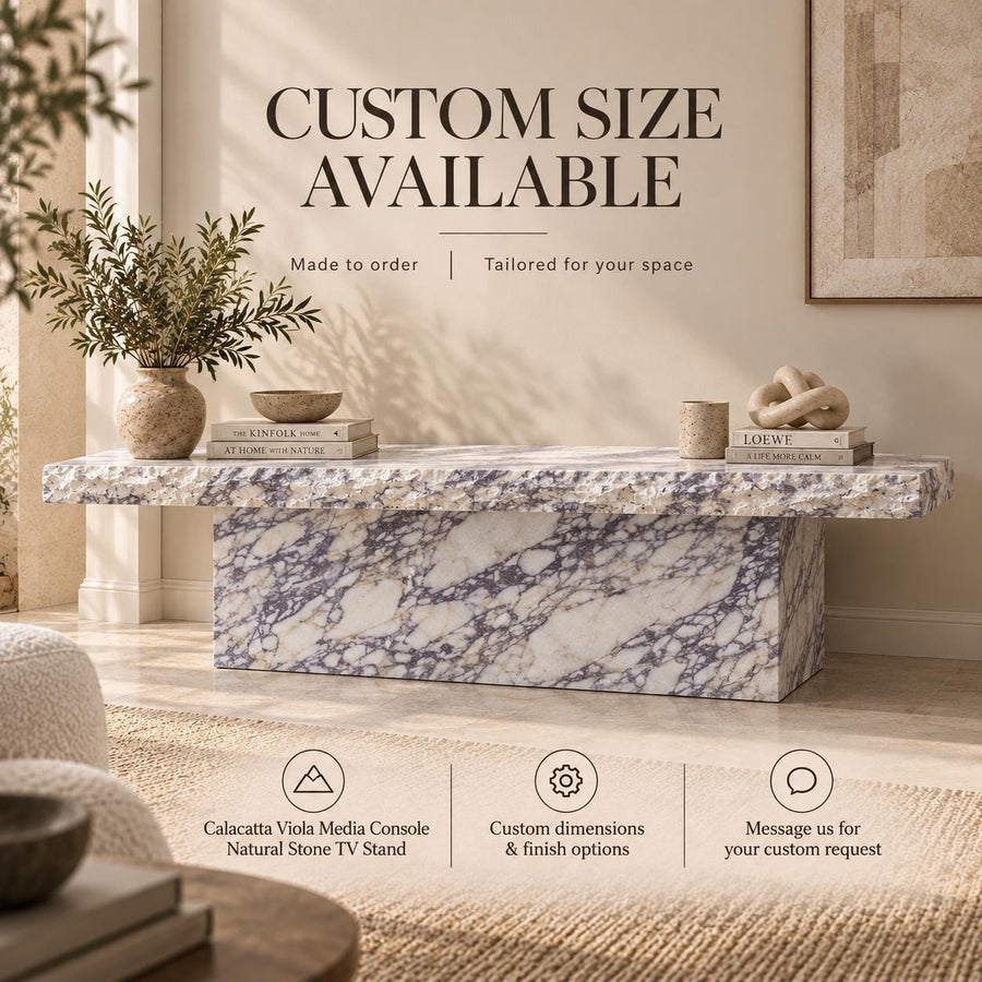 Calacatta Viola Marble Media Console – detail view